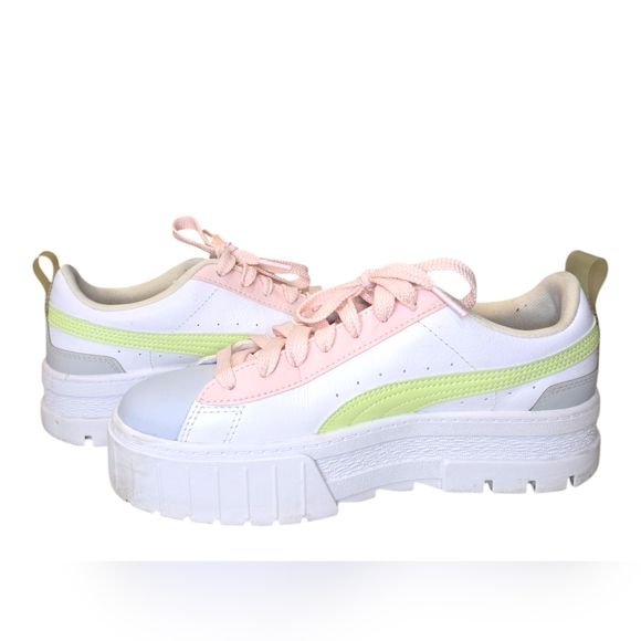Puma Mayze Pop Colorblocked Leather Lace Up Platform Sneaker Size 8 In Pastels - Picture 11 of 16